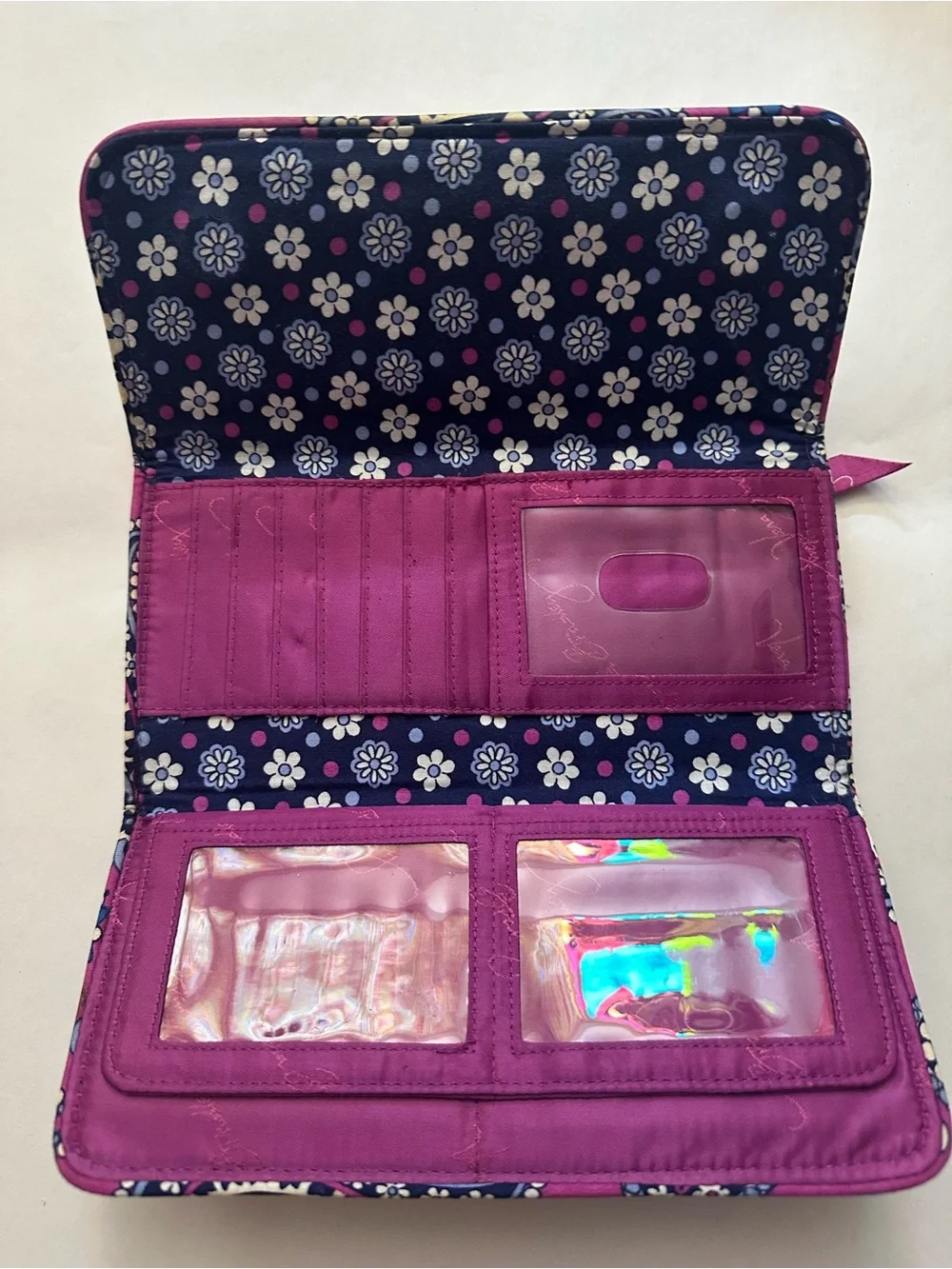 Blue and Purple Paisley Vera Bradley Gallery Wallet (Discontinued Pattern)
